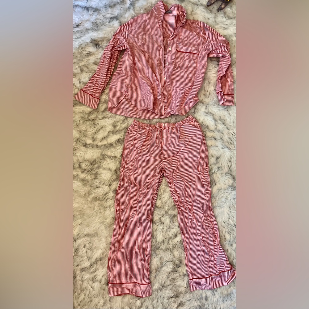 J. Crew Red Striped Women's Pajama Set